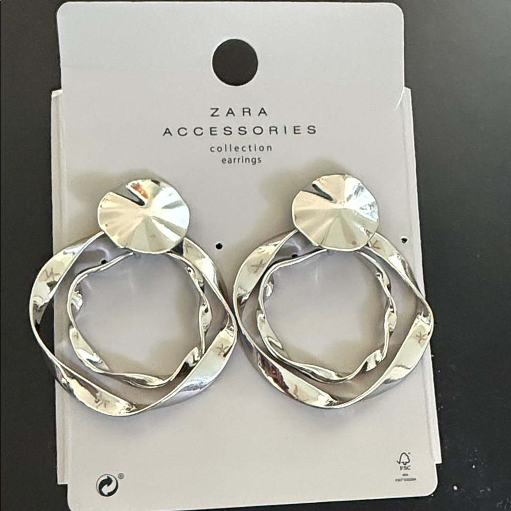 Zara Shiny Silver Twisted Earrings